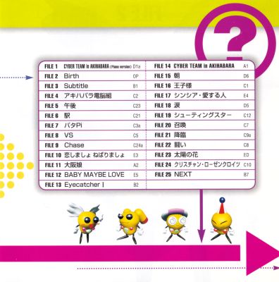 Akihabara Dennou Gumi Rebis OST #1 booklet page 3
Keywords: music cd