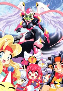 Group illustration of the Akihabara Dennou Gumi cast with their Pata-pi and the Diva Aphrodite